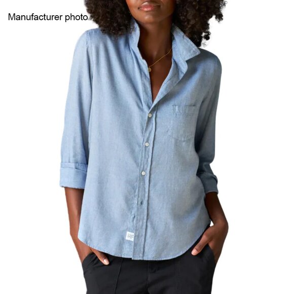 Frank & Eileen Barry Tailored Button-Front Shirt in Blue Herringbone - Picture 12 of 12